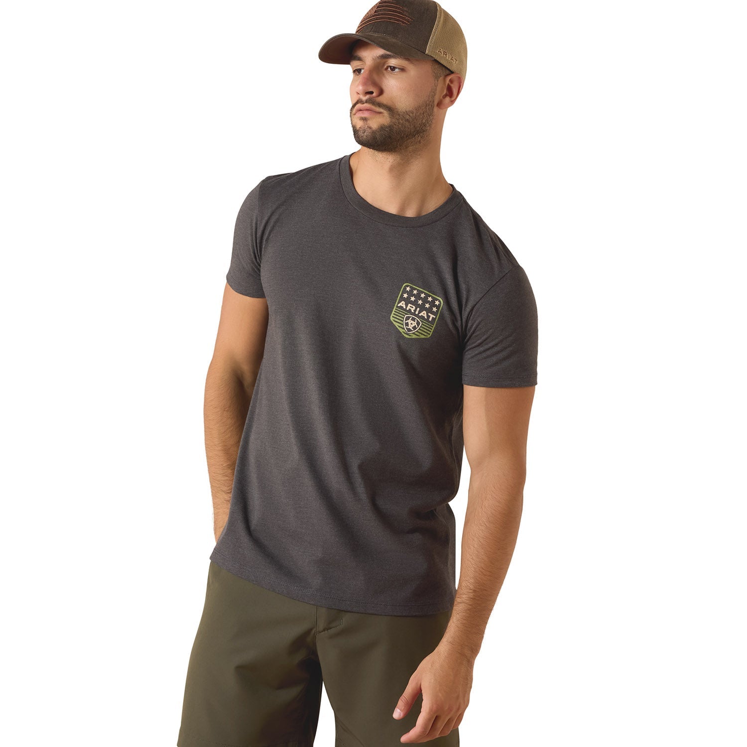 Ariat Mens Patriotic Badge Short Sleeve Shirt, 100% Cotton Unisex Top
