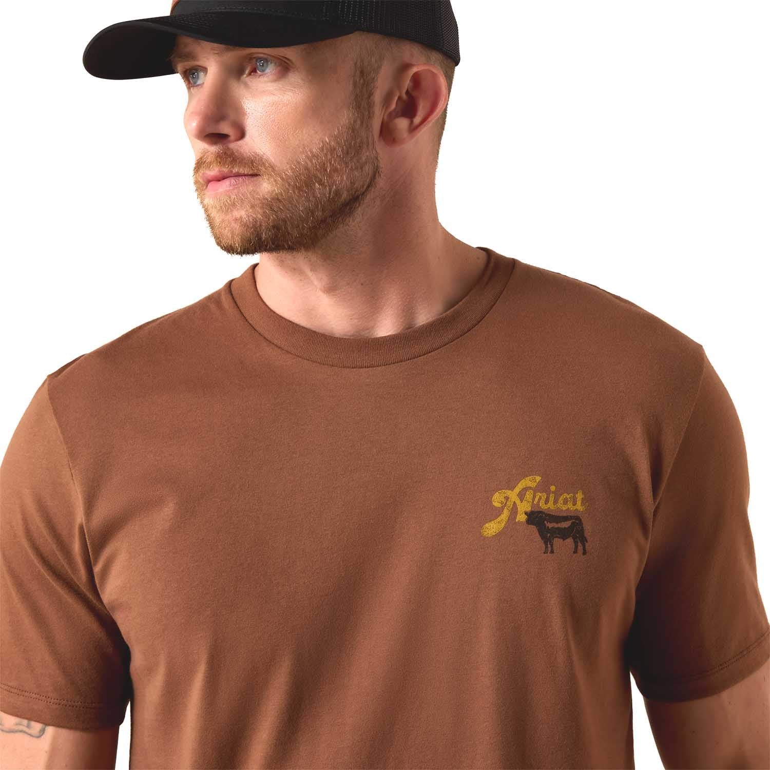 Ariat Mens Short Sleeve Shirt, BBQ Smoke Western Graphic Tee