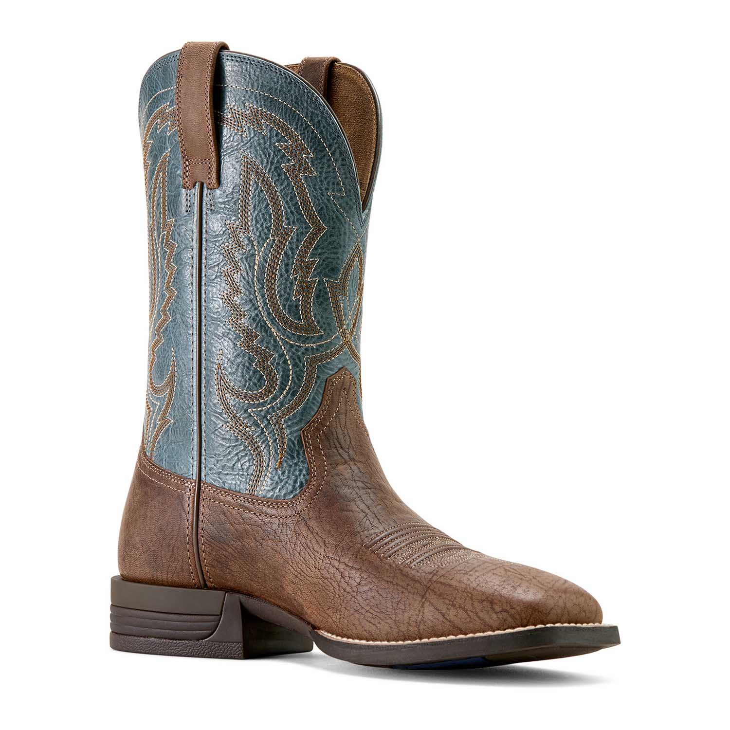 Ariat Mens Steadfast Wide Square Toe Leather Cowboy Boot – Comfortable All-Day Western Work Boot
