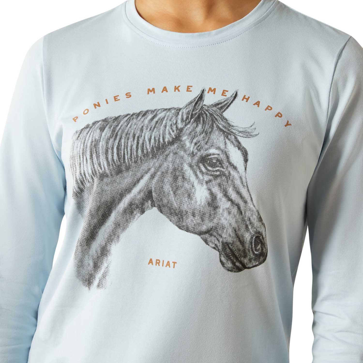 Ariat Youth Happy Long Sleeve Shirt – Organic Cotton Kids Equestrian Tee for Horse Lovers