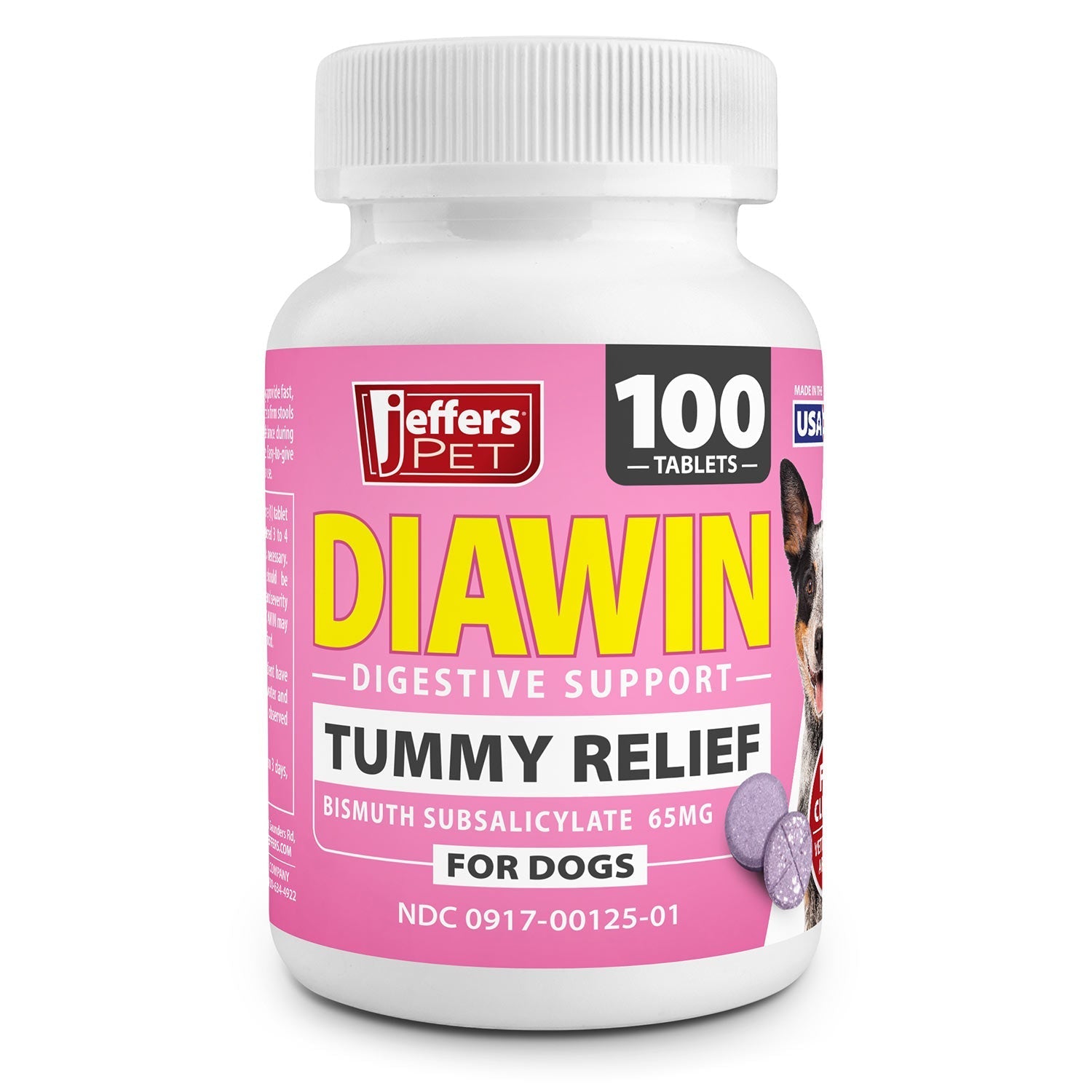 Jeffers Diawin Digestive Support for Dogs - Bismuth Tummy Relief for Diarrhea