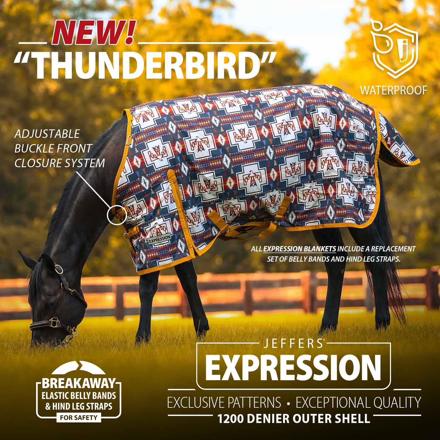 Jeffers Expression 1200 Denier Standard Neck Horse Turnout Sheet, 0 Gram