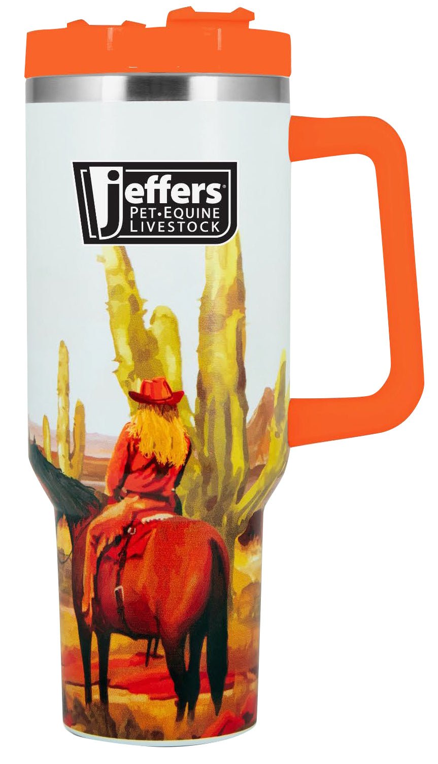 Jeffers Expression Stainless Steel Lidded Tumbler with Handle, 40 oz (Straw Included)