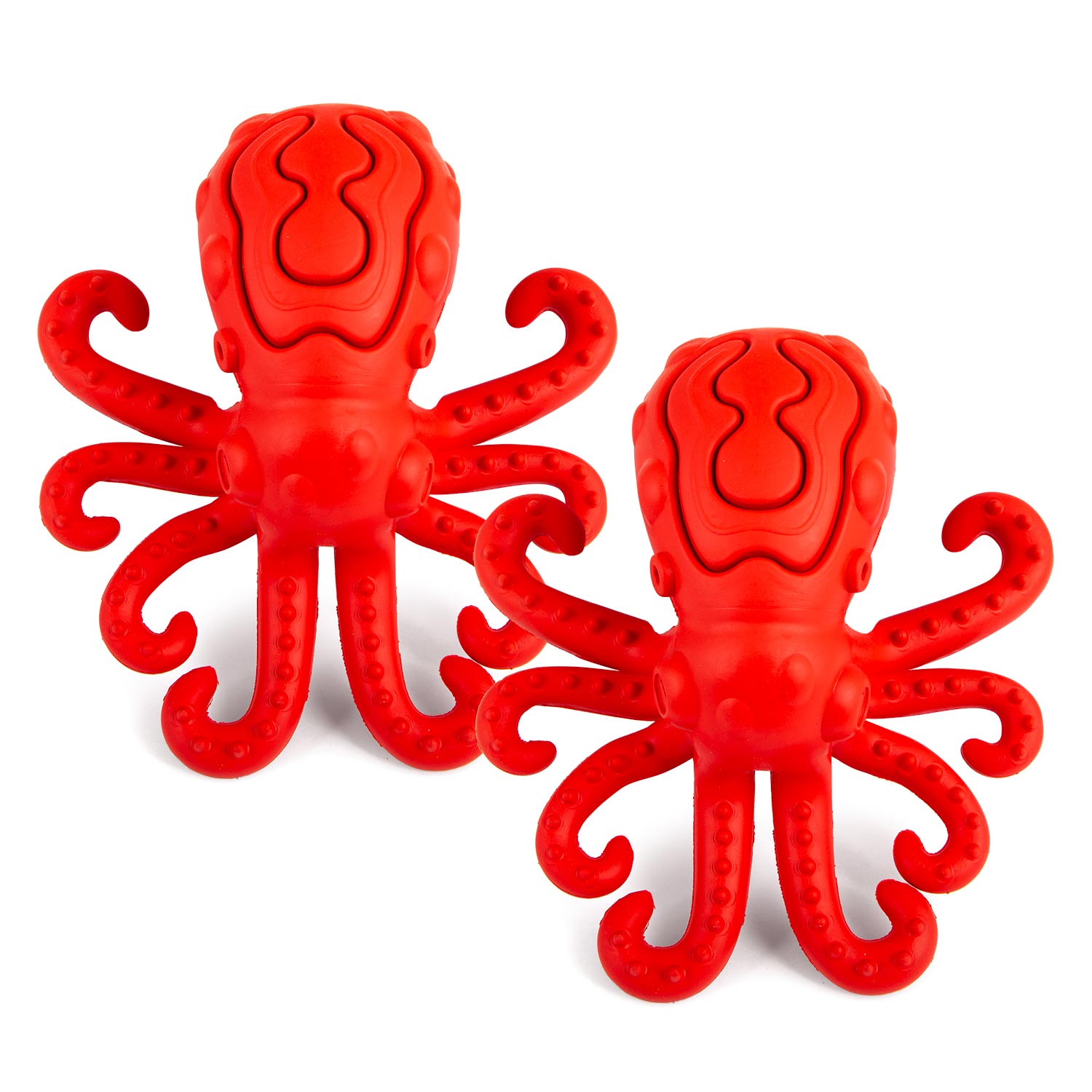 Jeffers Red Octopus Natural Rubber Treat Dispensing Dental Dog Chew Toy