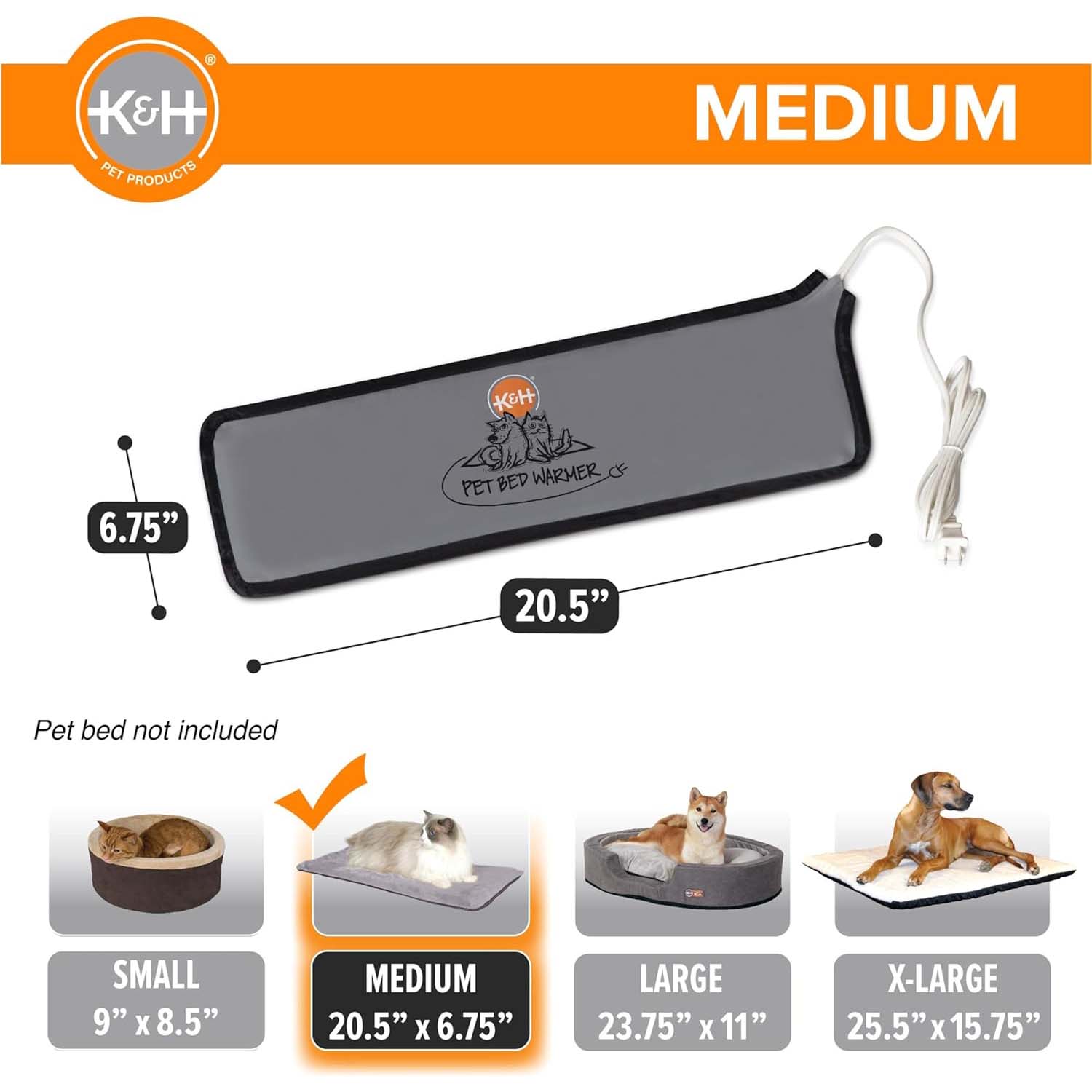 K&H Pet Bed Warmer – Indoor Heated Pad for Cats & Dogs, Thermostatically Controlled, Energy-Efficient, Safe for Arthritis & Comfort