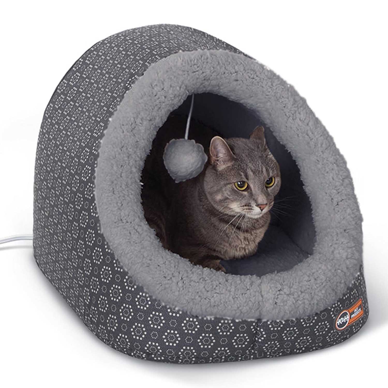 K&H Pet Products Thermo-Pet Cave Heated Cat Bed – Plush Cat Cave & Tunnel for Cats and Small Dogs