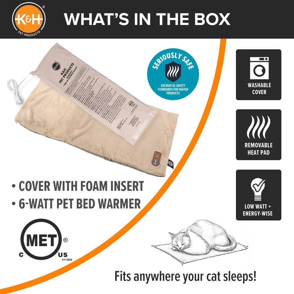 K&H Thermo-Kitty Heated Cat Bed – Energy-Efficient, MET Certified Indoor Cat Warming Mat