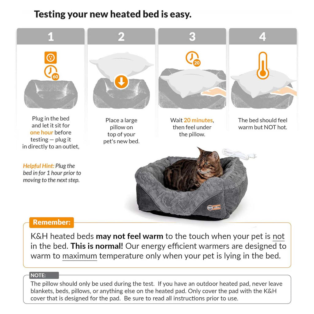K&H Thermo-Pet Lounge Sleeper Heated Cat & Small Dog Bed – Plush, Non-Slip, Machine Washable Indoor Pet Bed
