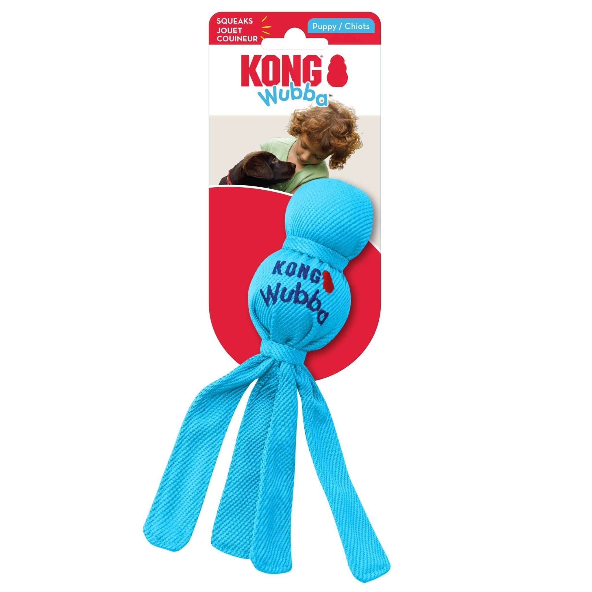 KONG Wubba Dog Toy – Interactive Squeaky Tug & Fetch Toy for Dogs (Assorted Colors, 1 Count)